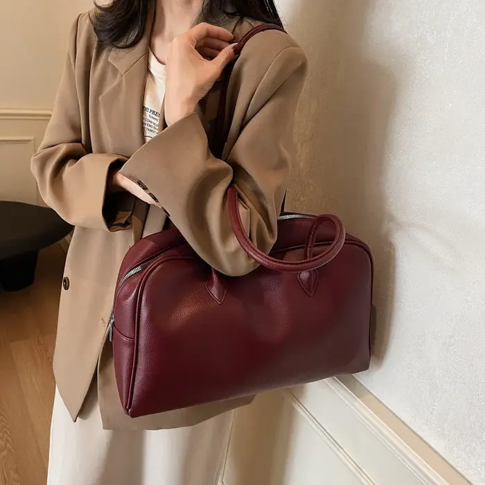 Sac fourre-tout rétro style universitaire grande capacité pour femme