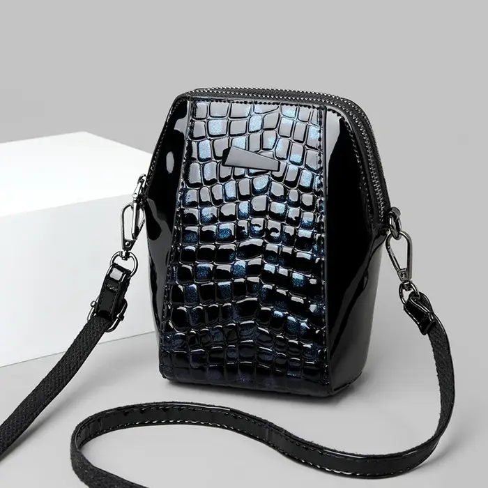 Sac à Main Patchwork Motif Léopard et Crocodile pour Femme Petit Sac Bandoulière