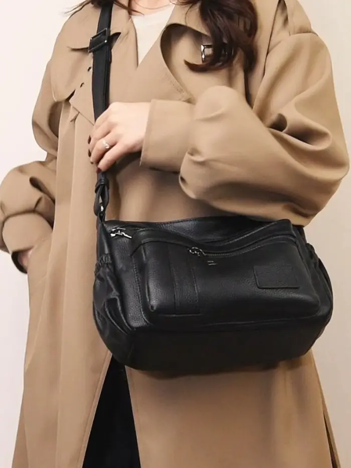 Sac à main pour femme en cuir véritable de haute qualité avec bandoulière amovible