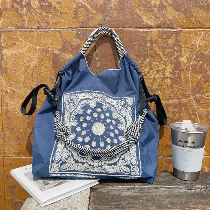 Sac à main brodé pour femme, sac à bandoulière tricoté, sac à main décontracté, simple, printemps et