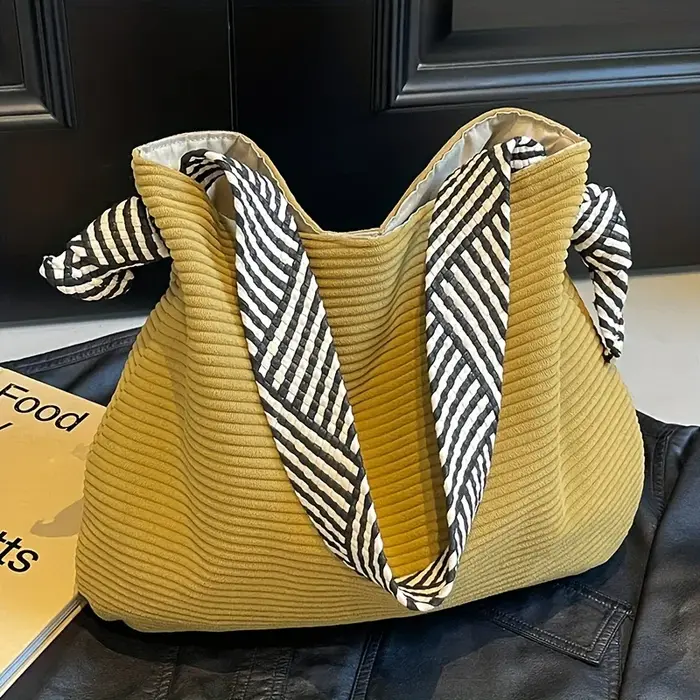 Sac fourre-tout en velours côtelé pour femmes