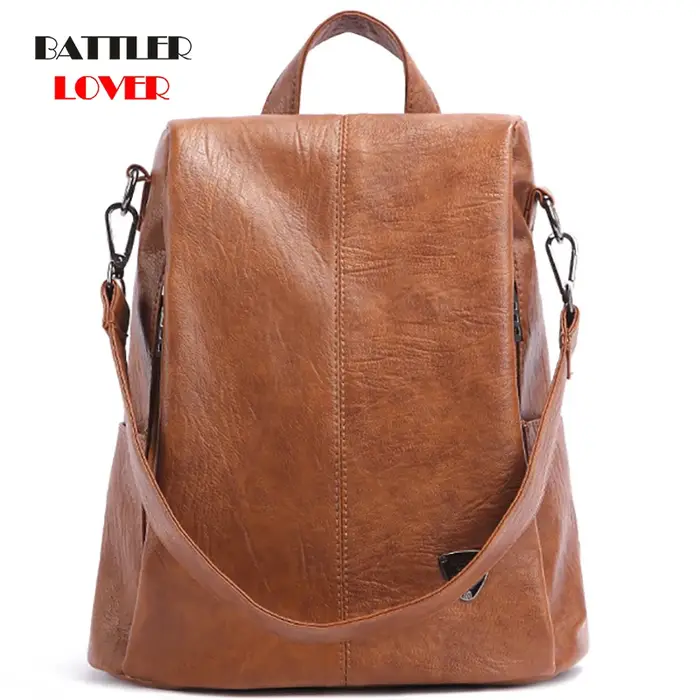 Sac à dos à bandoulière en cuir véritable pour femmes
