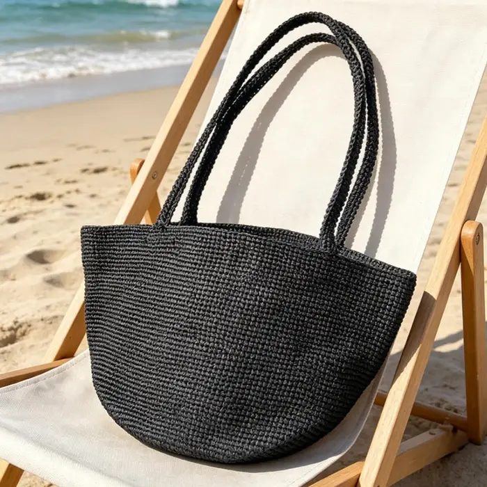 Sac fourre-tout en raphia tressé à la main pour femme