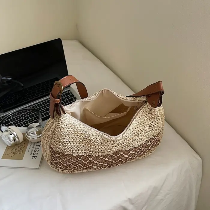 Sac fourre-tout en paille grande capacité