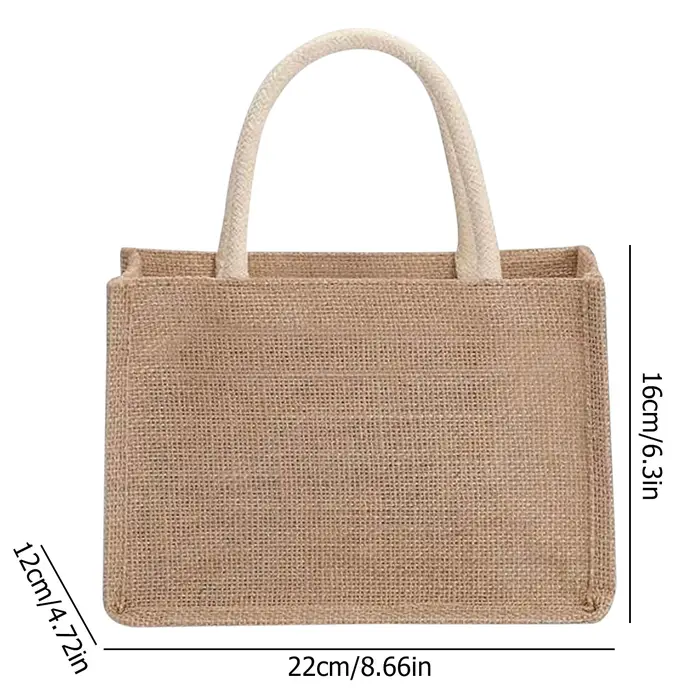 Sac à main en toile de Jute pour femmes et filles, fourre-tout Portable pour courses, fruits et légu