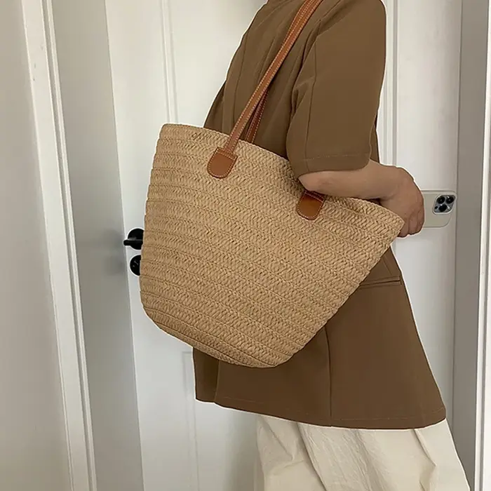 Sac à main tressé en paille pour femme