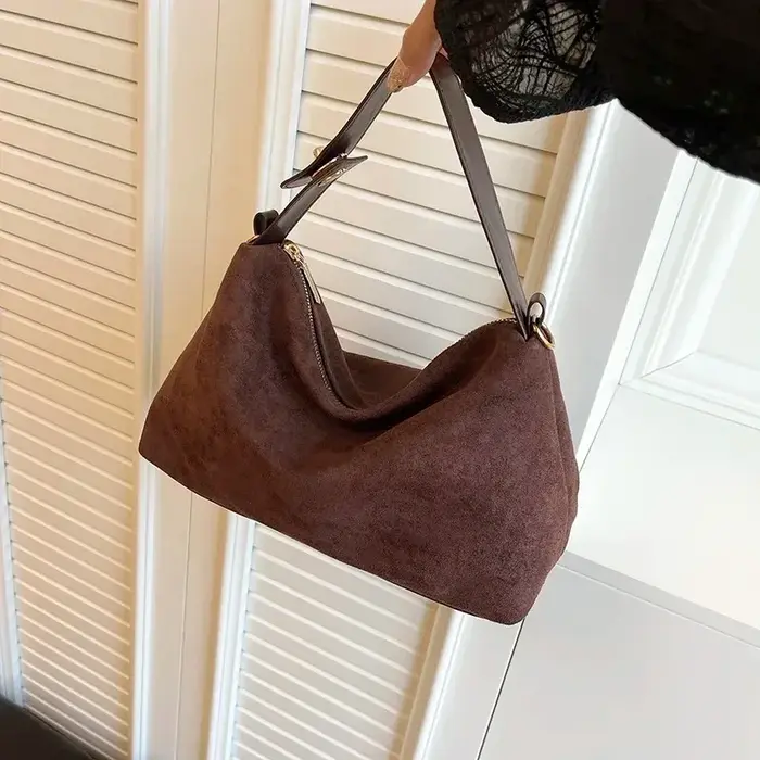 Faux daim couleur unie fermeture éclair doux sac carré confortable polyvalent Simple sacs à bandoulière 2025 hiver rétro mode fourre-tout décontracté