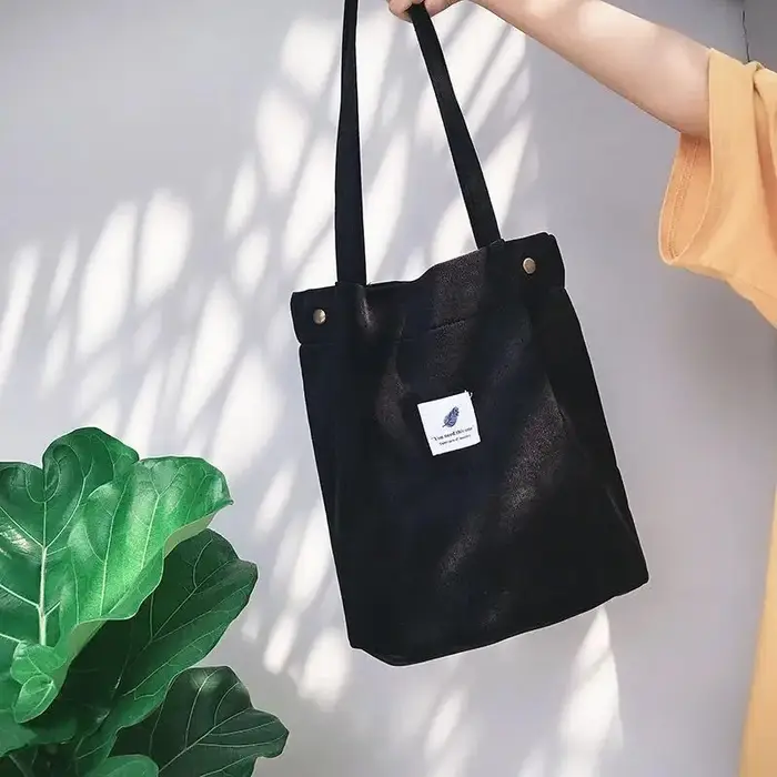 Sac de courses décontracté en velours côtelé