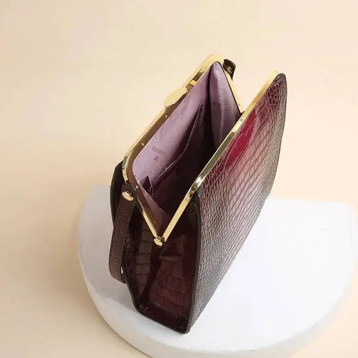 Sac à main classique Vintage motif Crocodile bordeaux en cuir synthétique