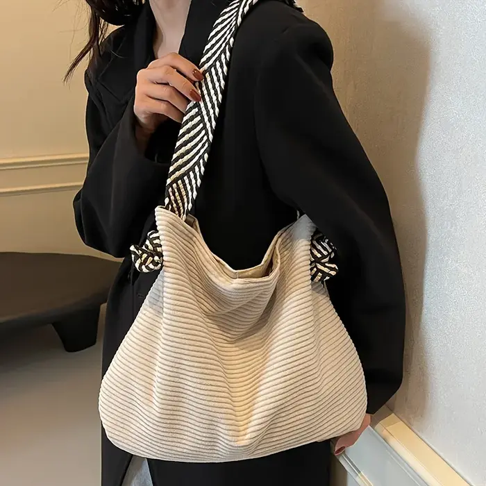 Sac fourre-tout en velours côtelé pour femmes