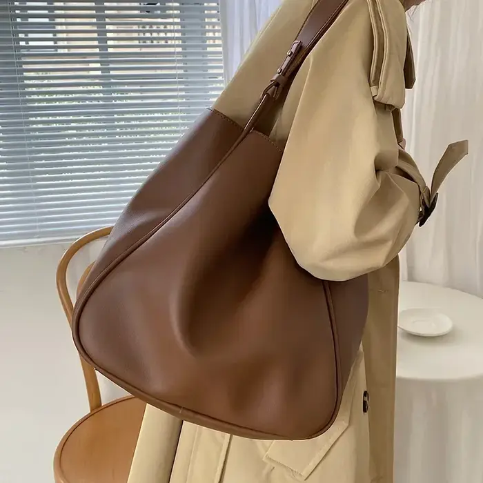 Sac fourre-tout en cuir de grande capacité pour femme, sac à main de créateur simple, sac à main ini