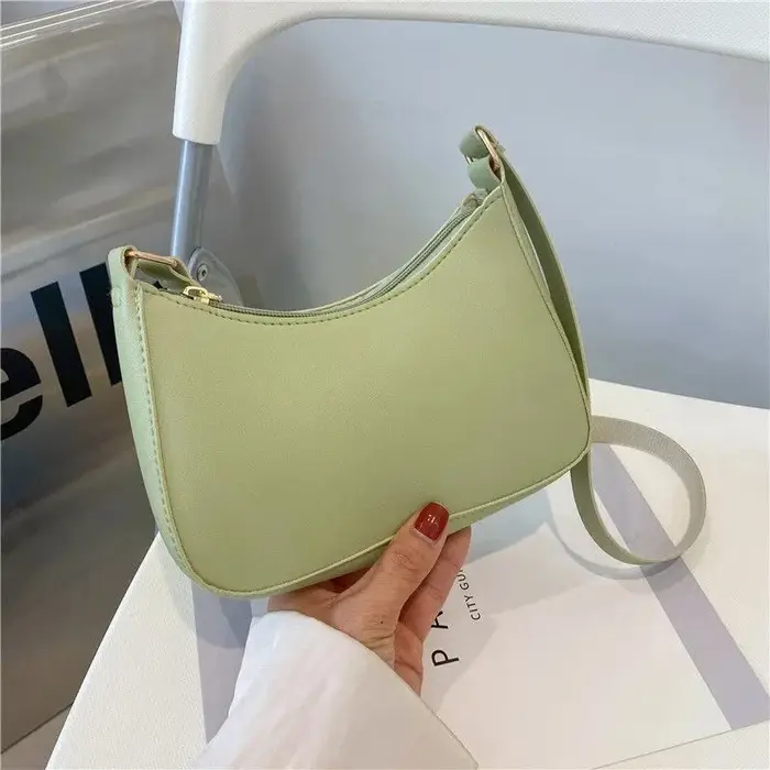 Mode couleur unie sac à bandoulière pour femmes en cuir PU aisselle sac à main décontracté quotidien sous les bras sac