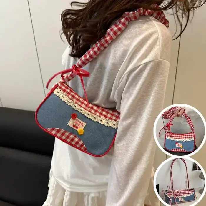 Sacs à bandoulière en dentelle à carreaux pour femmes