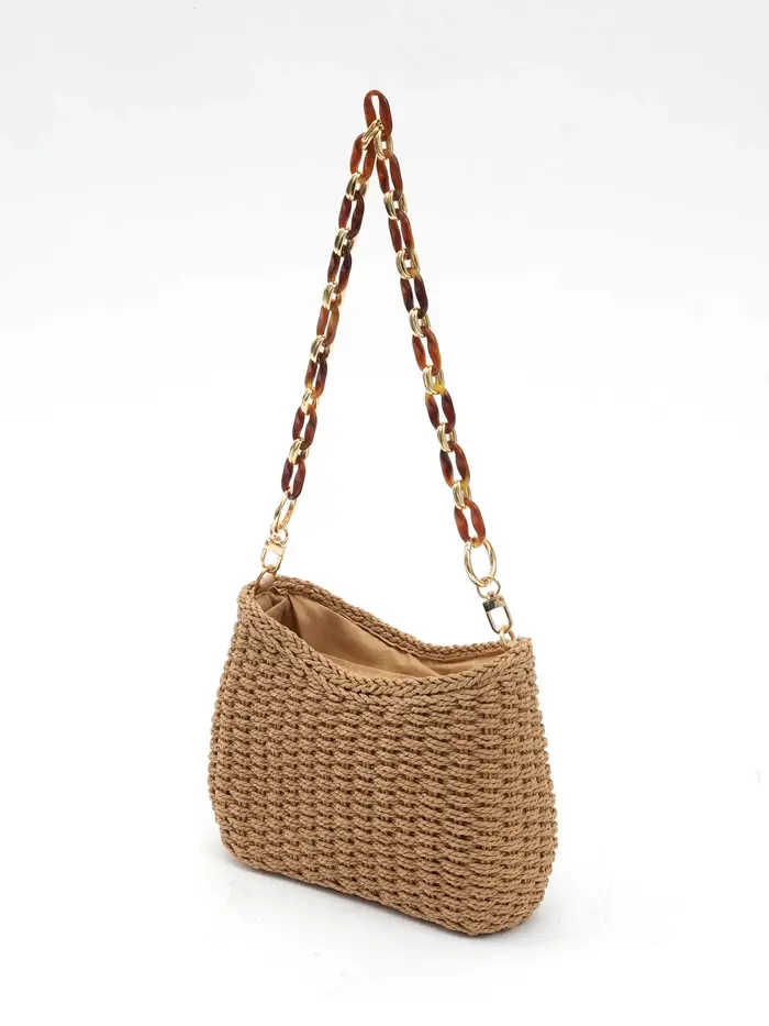 Sac tissé en paille rétro pour femmes