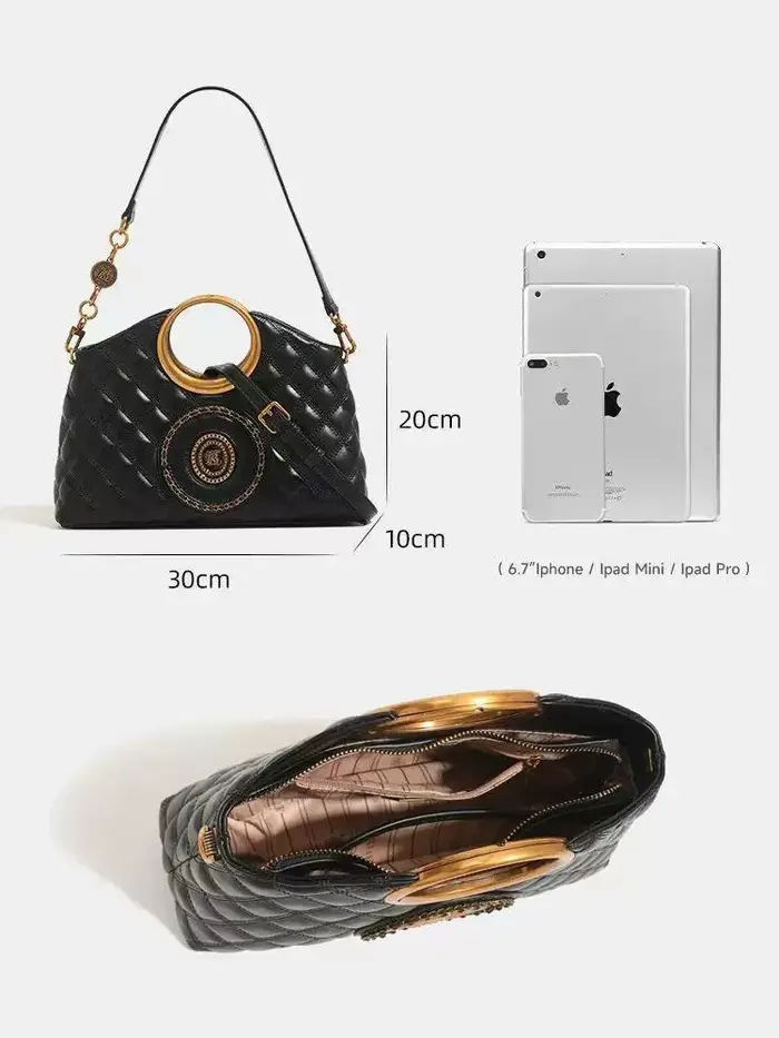 Sac à main matelassé noir Vintage pour femmes