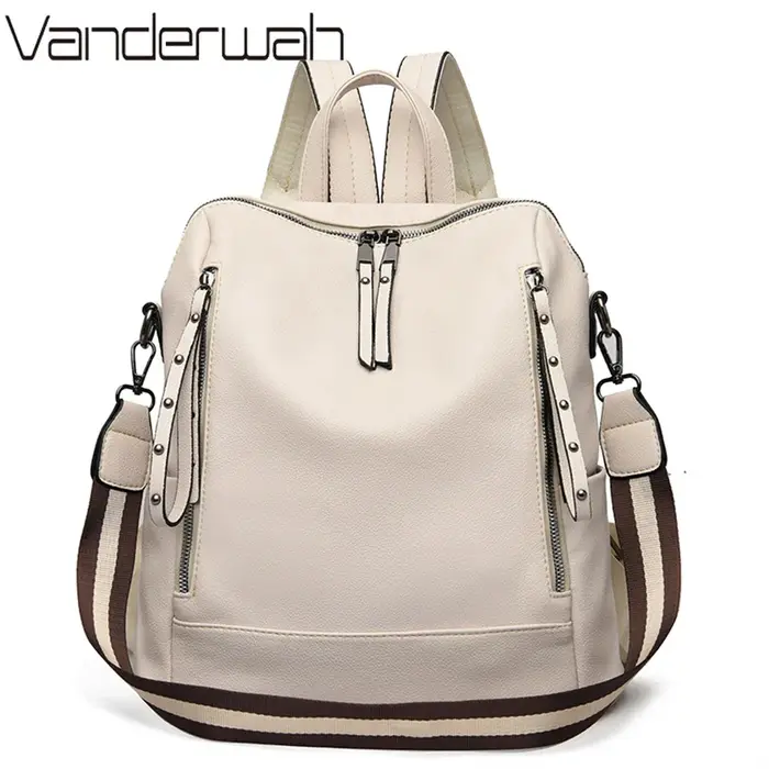 Sac à Dos de marque de luxe en cuir souple, étanche, Style Preppy, Sac multifonction pour jeunes étudiants