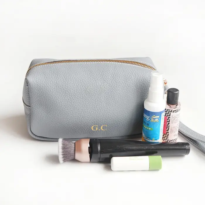 Pochette de maquillage de luxe en cuir véritable pour femmes