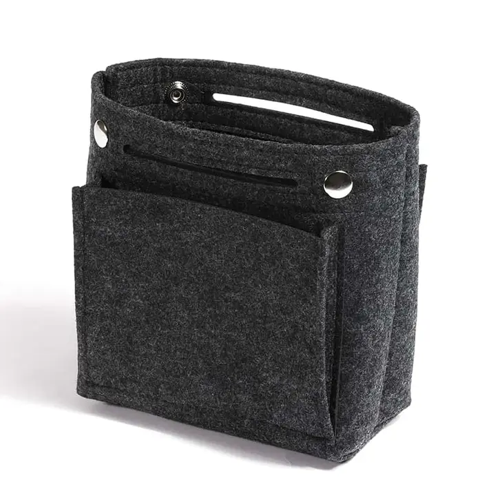Organisateur de sac à main en feutre ultra-plat avec fermeture à bouton-pression