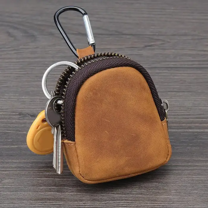Mini porte-monnaie en cuir PU avec mousqueton