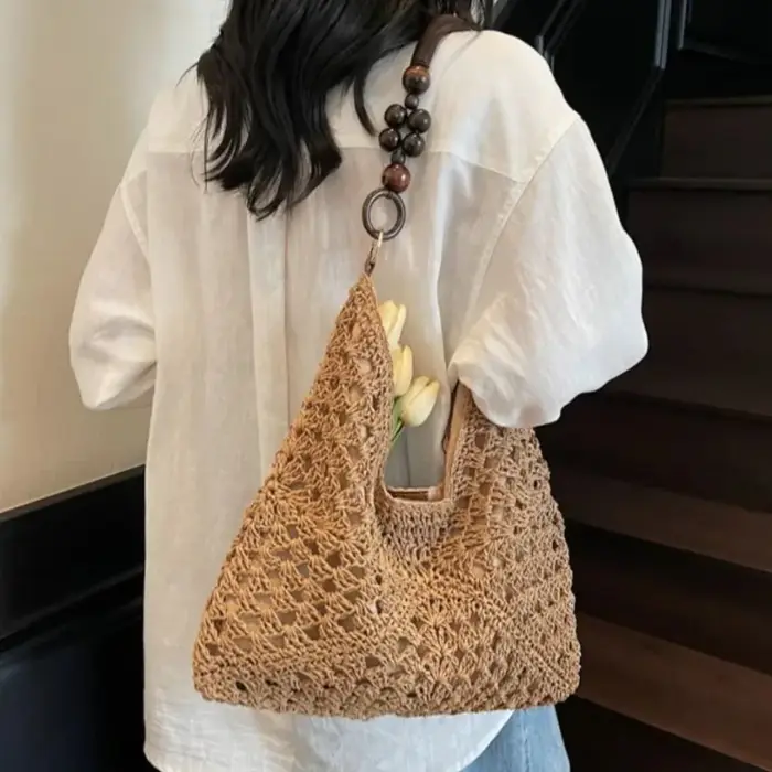 Sac cabas en paille tressée