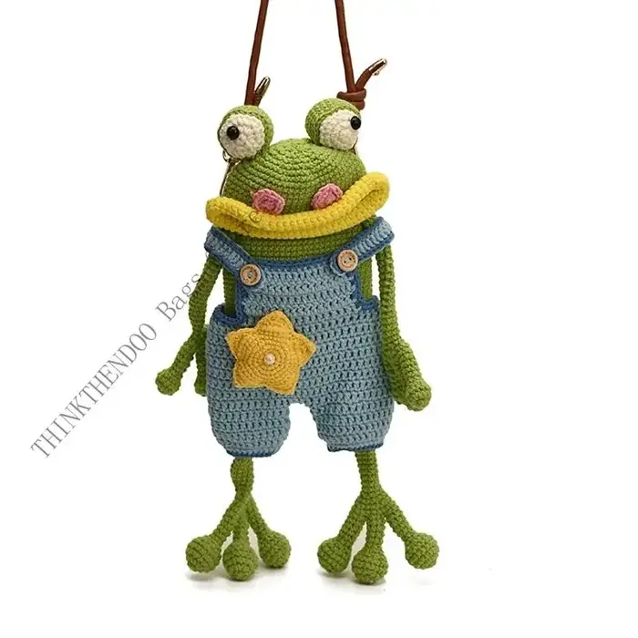 D0LF – à bandoulière grenouilles à usage quotidien, tissu tricoté fait à main, conception ouverte pr
