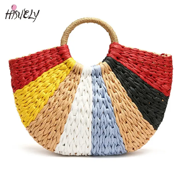 Sac à main coloré en rotin et osier pour femmes
