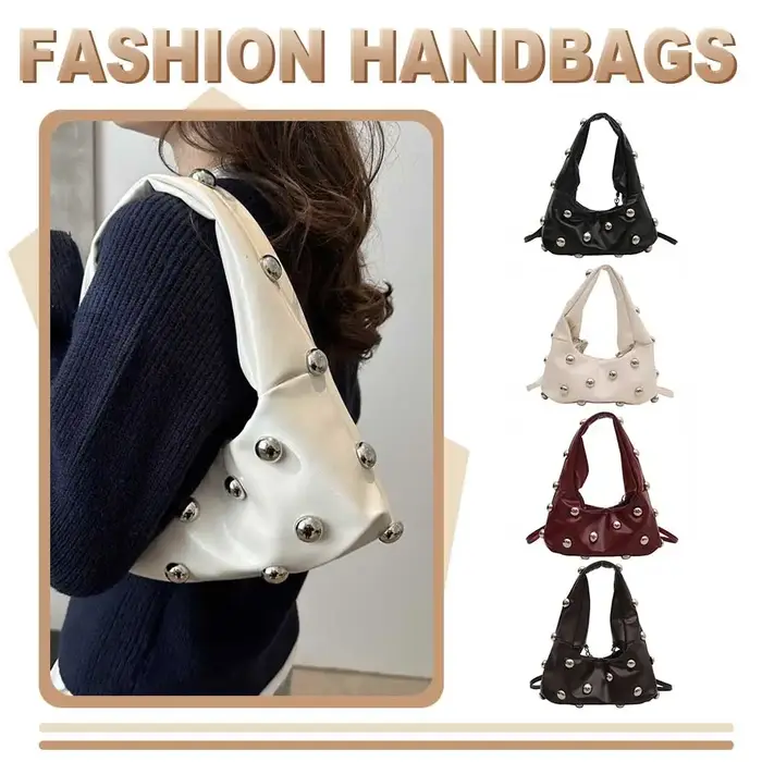 Sac à main Hobo clouté en cuir PU pour femme