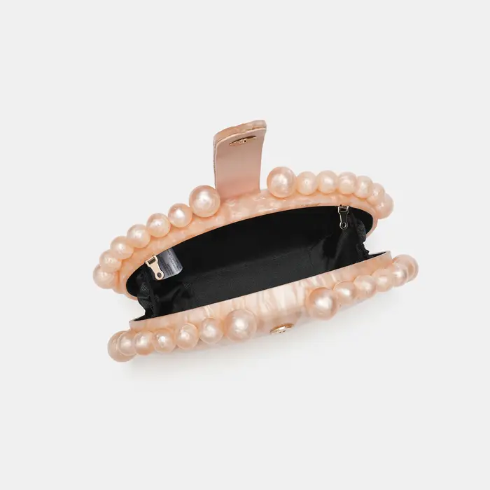 Sac de soirée de luxe 2025 avec chaîne perlée dorée, sac en acrylique en forme de gâteau pour femme,