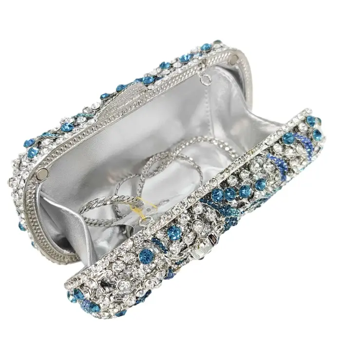Pochette en cristal bleu clair pour femme, sac à main en biscuits, sac de soirée, patients de mariag