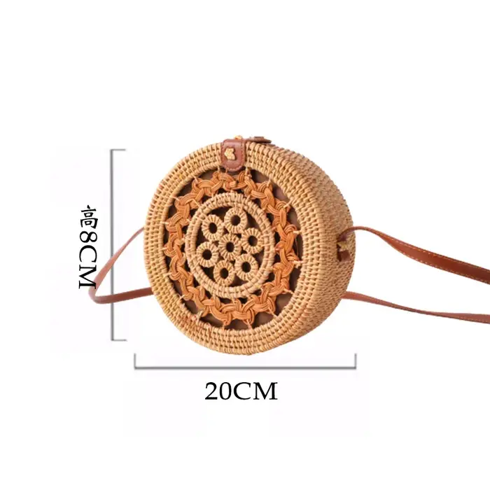 Sac à bandoulière en rotin tissé pour femmes
