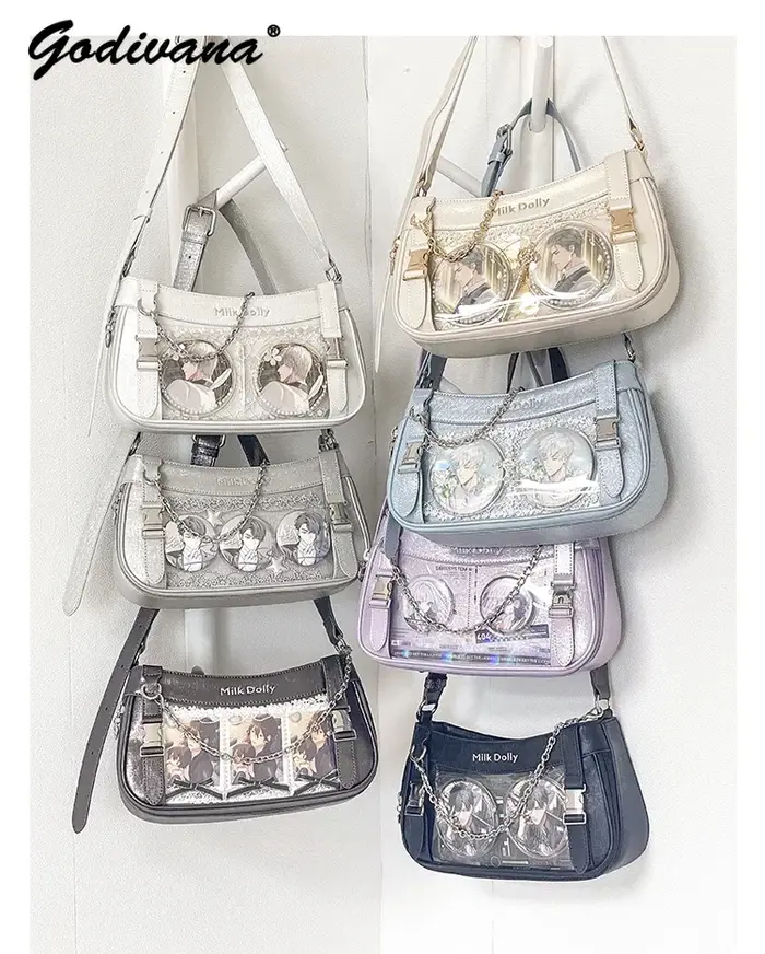 Sac à Bandoulière Transparent en Cuir Solide pour Femme