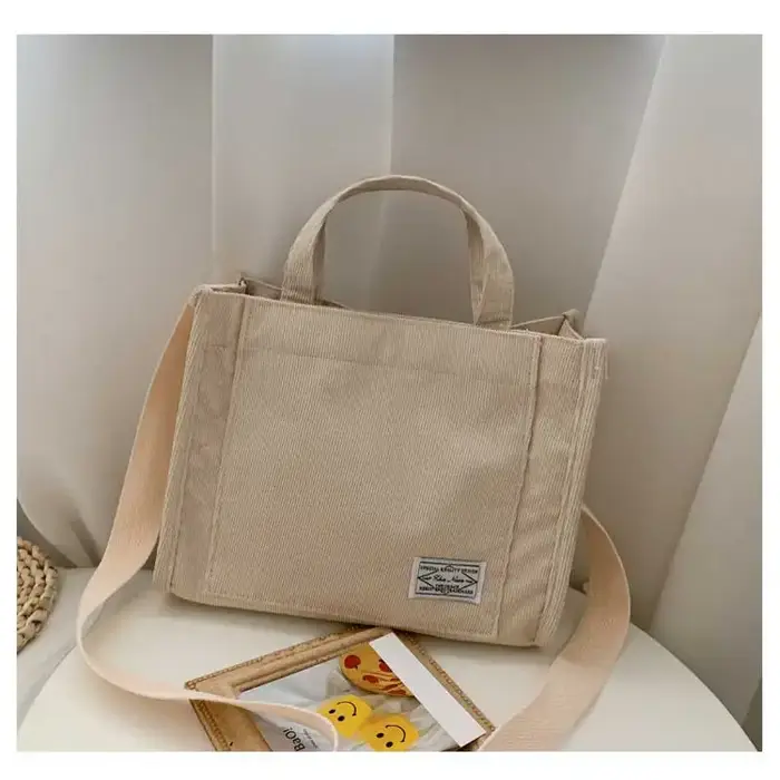 Sac fourre-tout à bandoulière en velours côtelé, sac à bandoulière carré pour femmes, sac fourre-tou