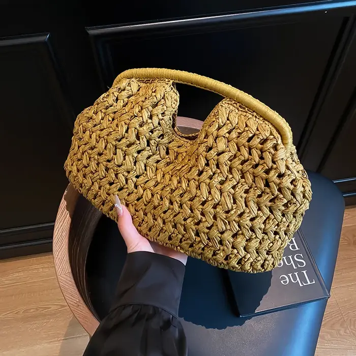 Nouveau sac de plage d'été pour femme, pochette de luxe, sacs en paille de créateur, sac fourre-tout