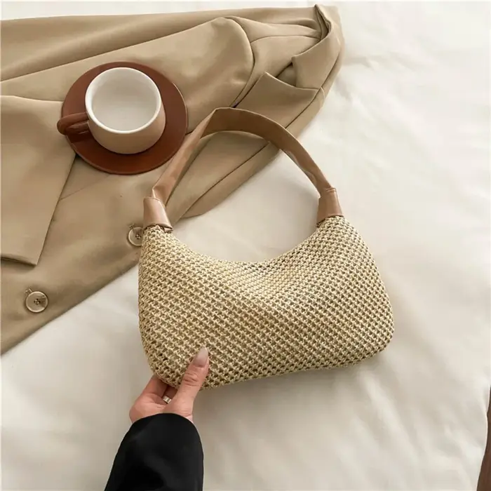 Nouveau Sac à Bandoulière en Paille Tressée Élégant pour l'Été, Sac de Plage Décontracté Bohème pour