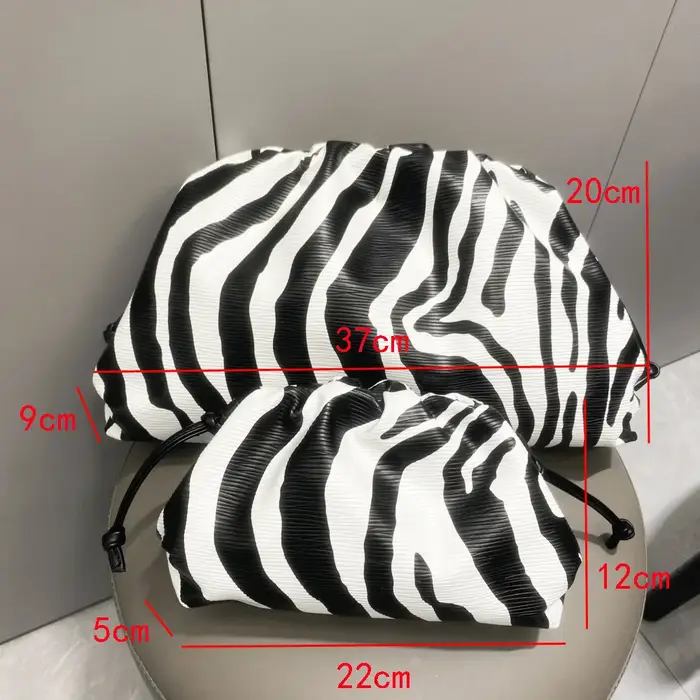 Sac Nuage Plissé Imprimé Zèbre Nouveau Petit Sac à Clip Bandoulière Pochette de Soirée