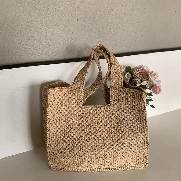 Sac à main en raphia tressé décontracté pour femme