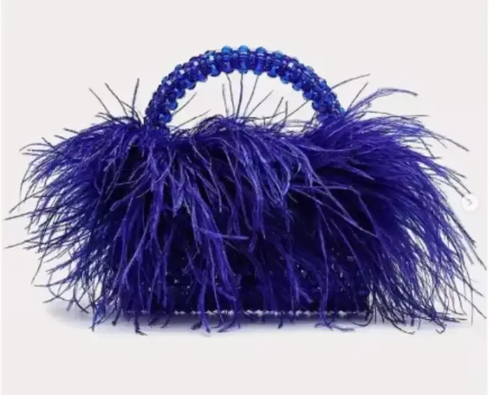 Sac à main en perles avec plumes et fourrure, sac fourre-tout transparent en acrylique et pierres de