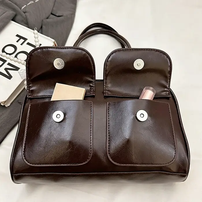 Sac à main de Bowling marron de grande capacité pour femmes