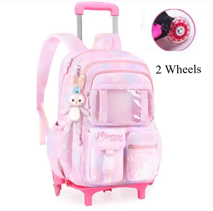 Sac à dos à roulettes pour filles, cartable à roulettes