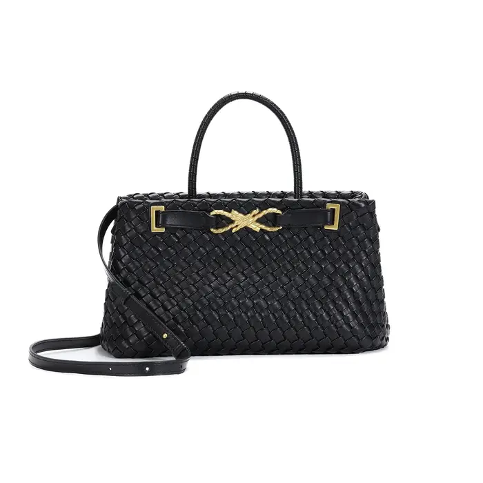 Sac fourre-tout tissé pour femme en cuir végétalien, sac à bandoulière, sac à main de créateur avec 