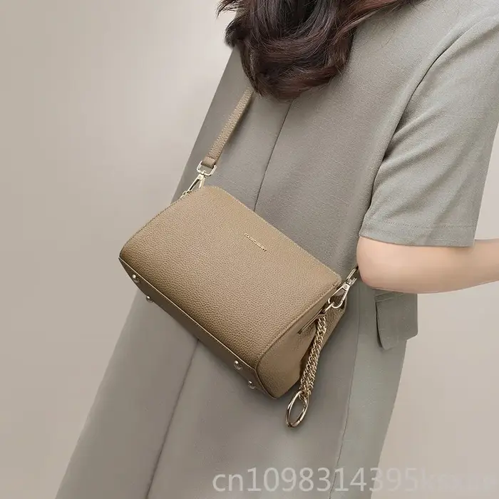 Sac à bandoulière en cuir véritable pour femme avec sangle réglable