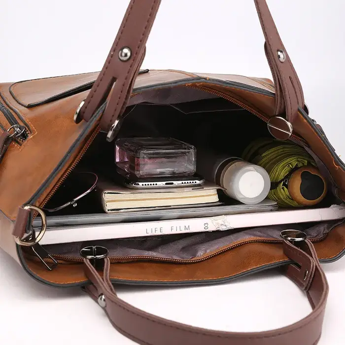 Sac à main en cuir rétro Europe America