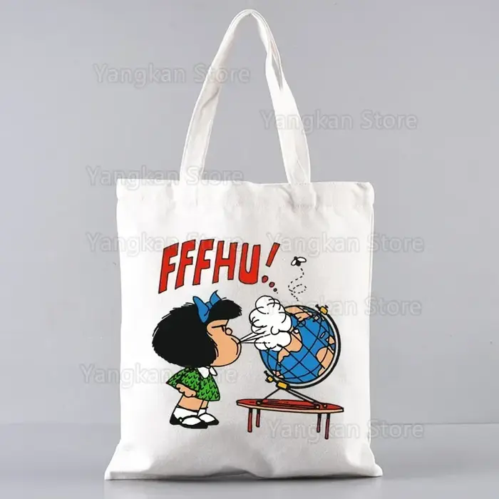 Mafalda sac à provisions épicerie Shopper sac en Jute Shopping sac fourre-tout Shoping réutilisable Bolsa Compra Sacolas