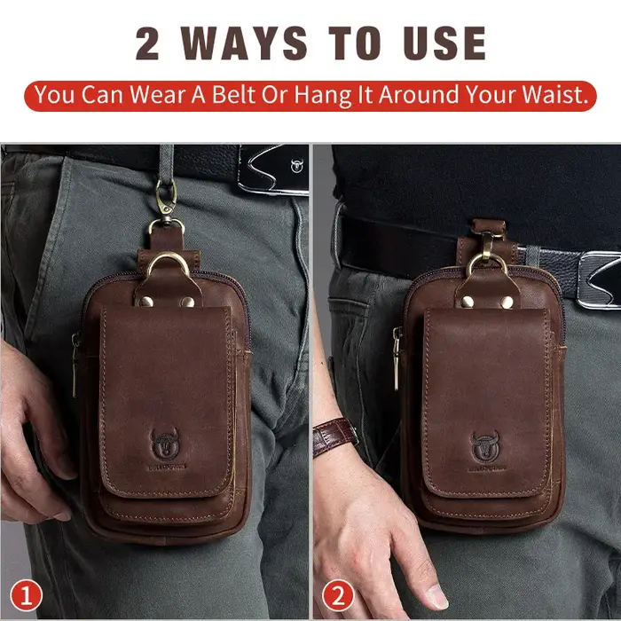 BULLCAPTAIN mode qualité en cuir petite pochette d'été crochet conception taille Pack sac étui à cigarettes 6