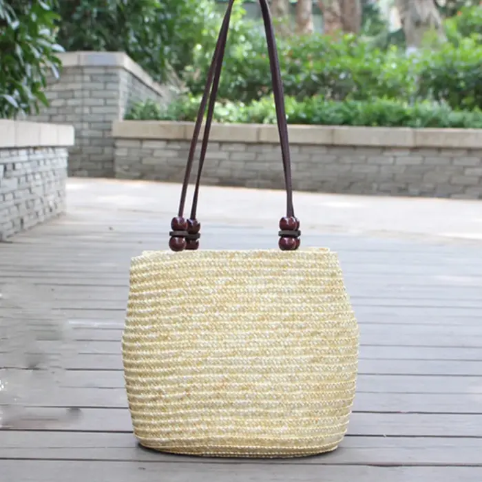Yogodlns – sac à main en paille d'été pour femmes, grand sac seau tissé de Capcity, fourre-tout de v