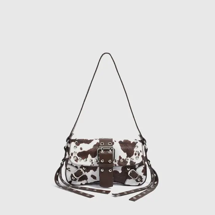 Sac bandoulière en jean à rivets pour femme