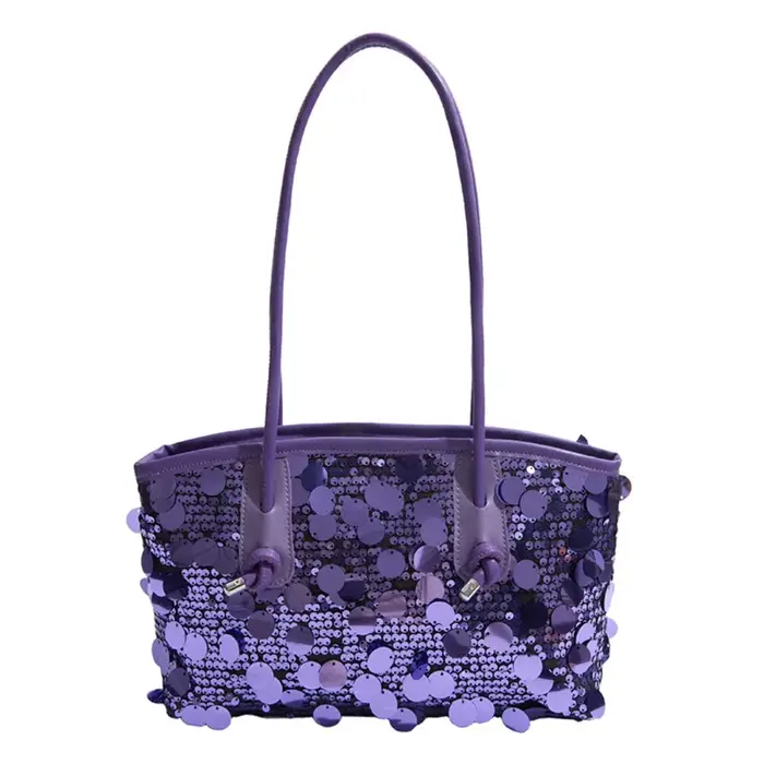 Sac fourre-tout portable à paillettes brillantes, sac à bandoulière tendance à sequins, grand sac so