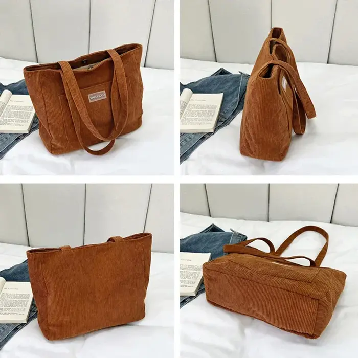 Sac à bandoulière en velours côtelé pour femmes