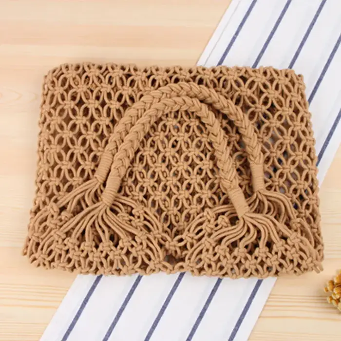 Sac fourre-tout en macramé YoReAi en corde de coton ajourée