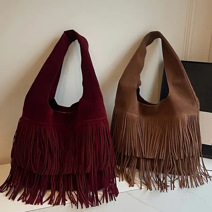 Perfect Lily Sac fourre-tout à pompons pour femme avec fermeture et frange